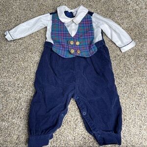 Vintage Alexis Boys Suit Childs All-in-One Piece USA Romper Outfit Sz 9 Months